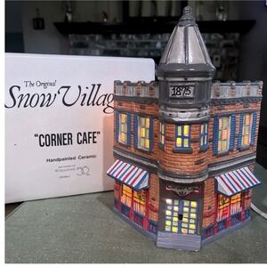 DEPT 56 Snow Village CORNER CAFE #5124-1 w/ Light~Retired